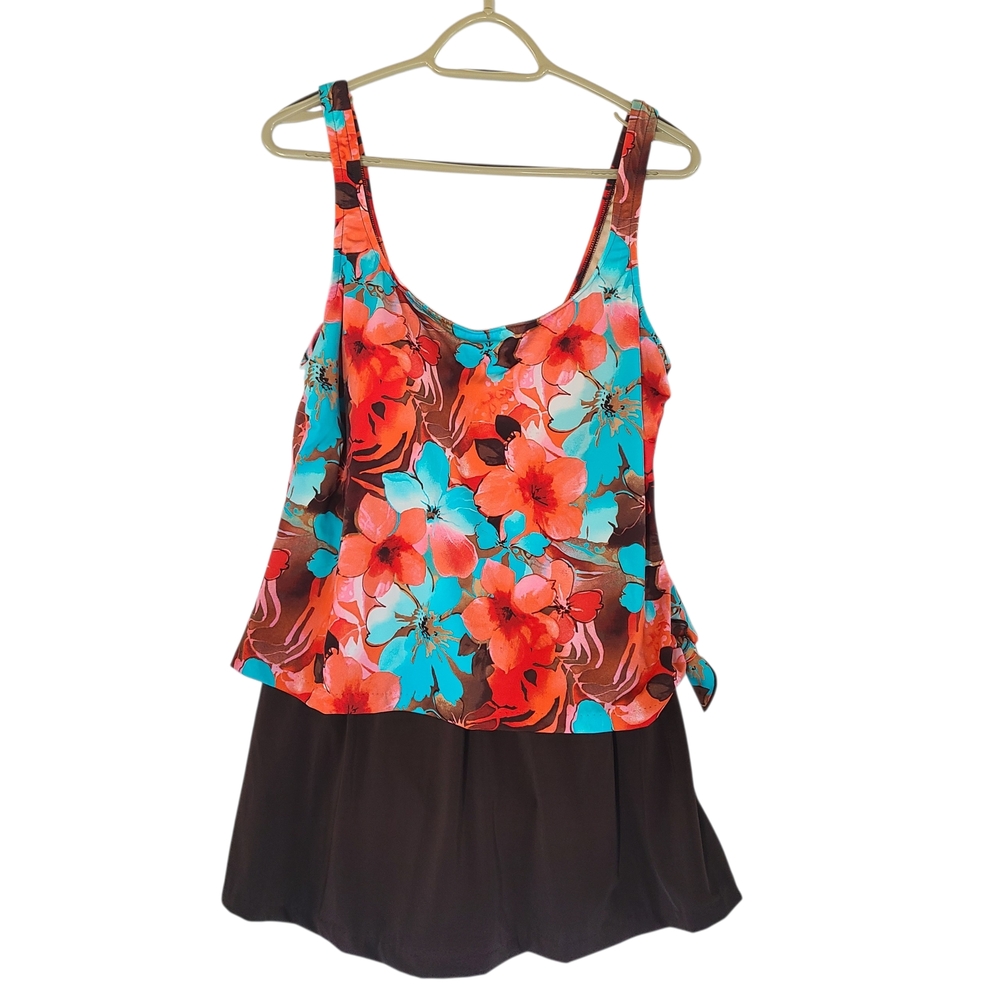 Maxine of Hollywood Floral One Piece - Red and Blue